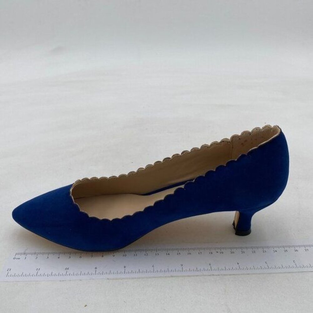 FSJ Blue Classic Kitten Heels Pointy Closed Toe Pumps Slip On Shoes